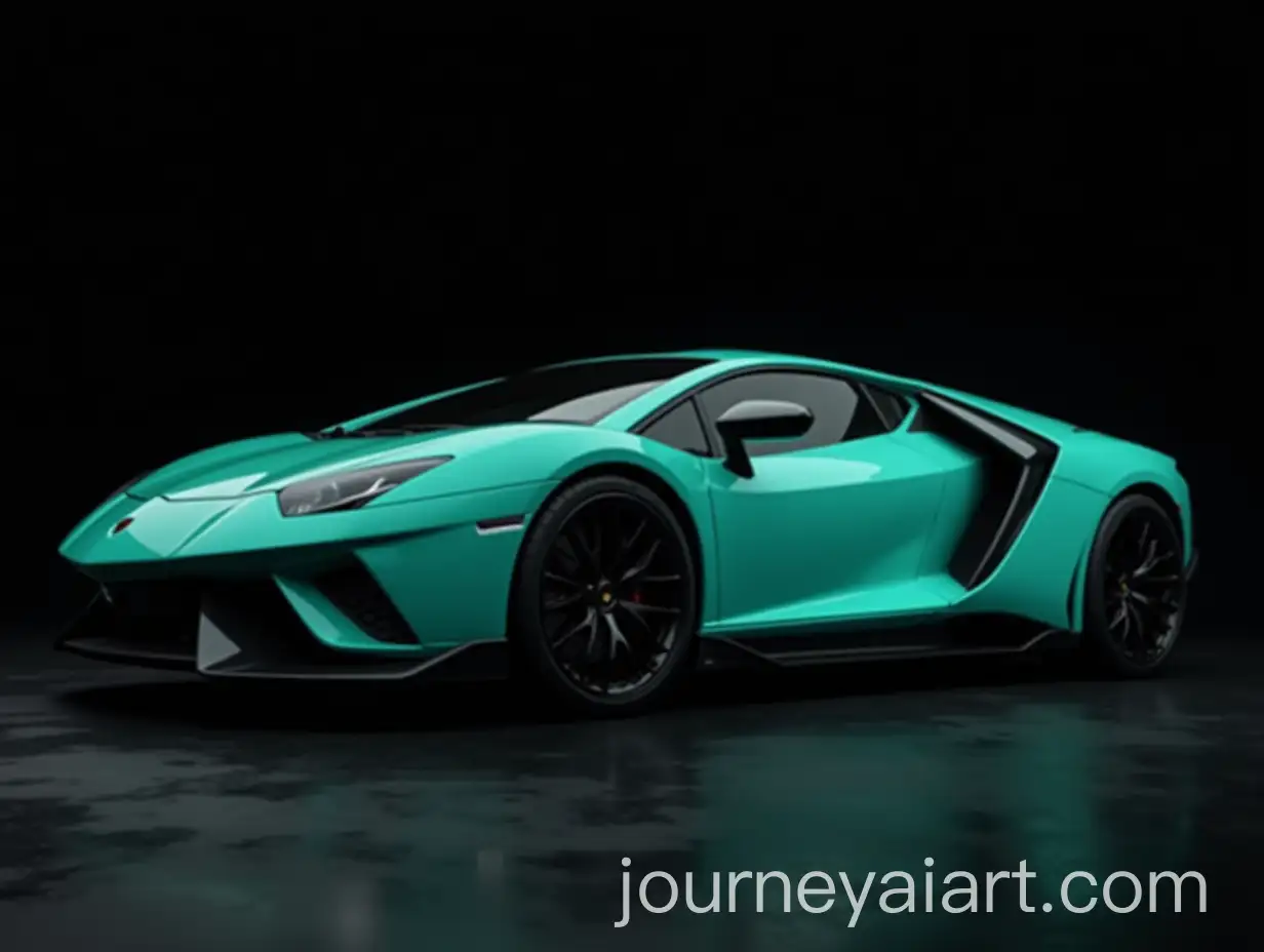 Brandless-Turquoise-Sport-Car-with-Custom-Paint-Job-on-Black-Background