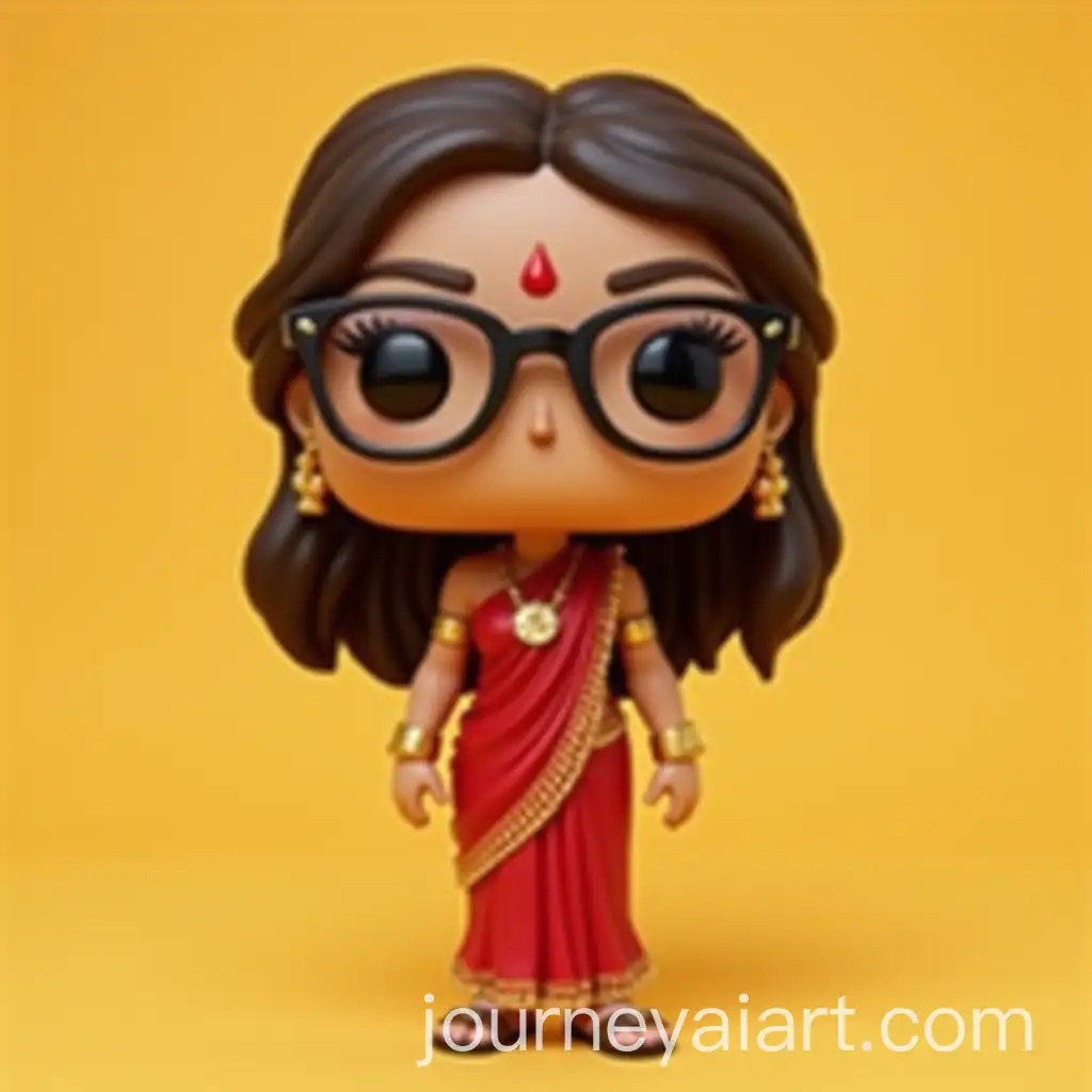 Funko-Pop-Character-with-Red-Sari-Gold-Jewelry-and-Brown-Hair