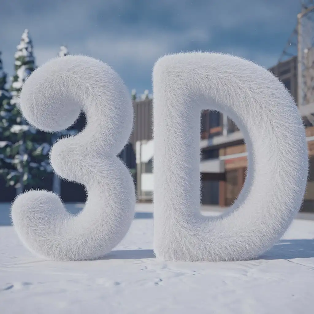 Volumetric-3D-White-Letters-on-Snowy-Winter-Background