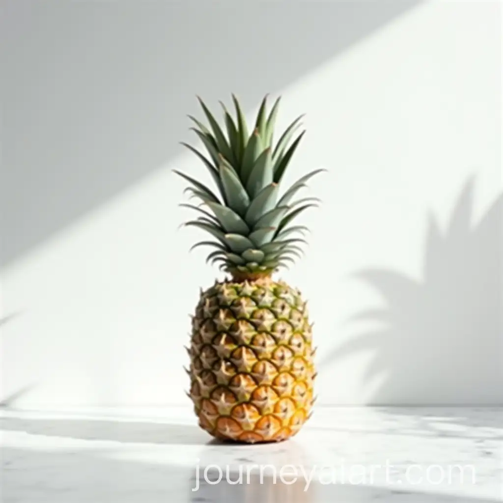Minimalist-Still-Life-Photograph-of-Pineapple-on-White-Marble-Surface