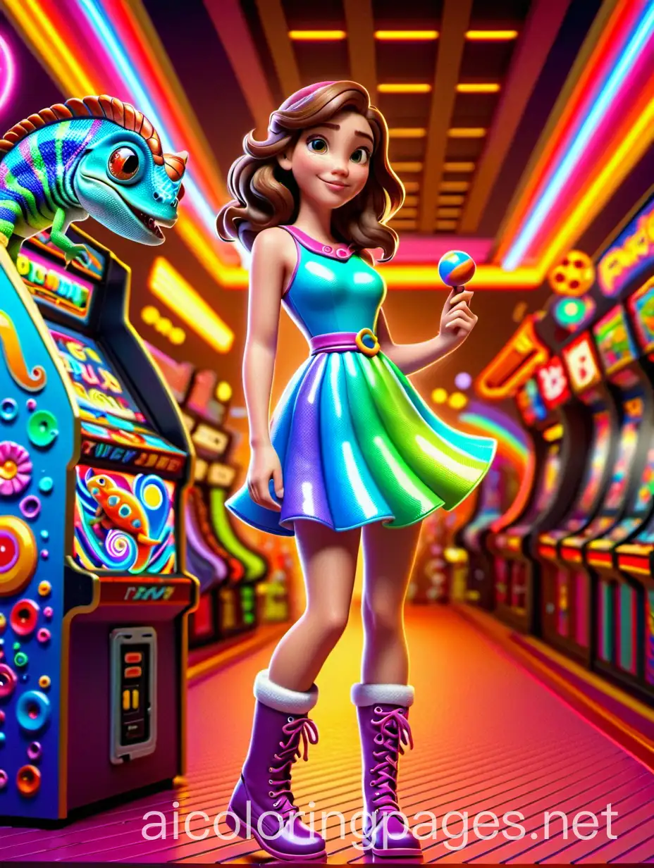 Teenage-Adventure-Colorful-Girl-with-Chameleon-in-Arcade-Game