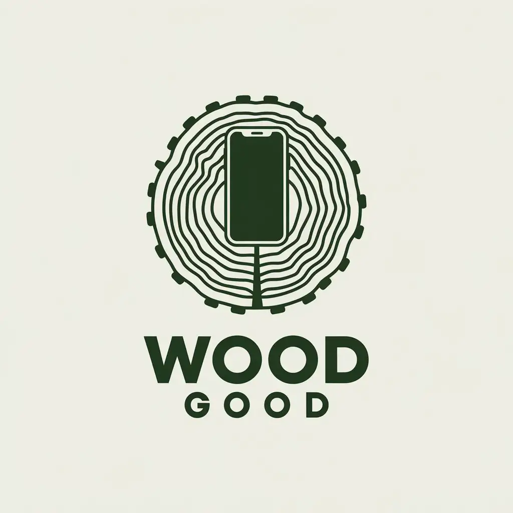 LOGO-Design-For-Wood-Good-Phone-Holder-Symbol-in-Tree-Style