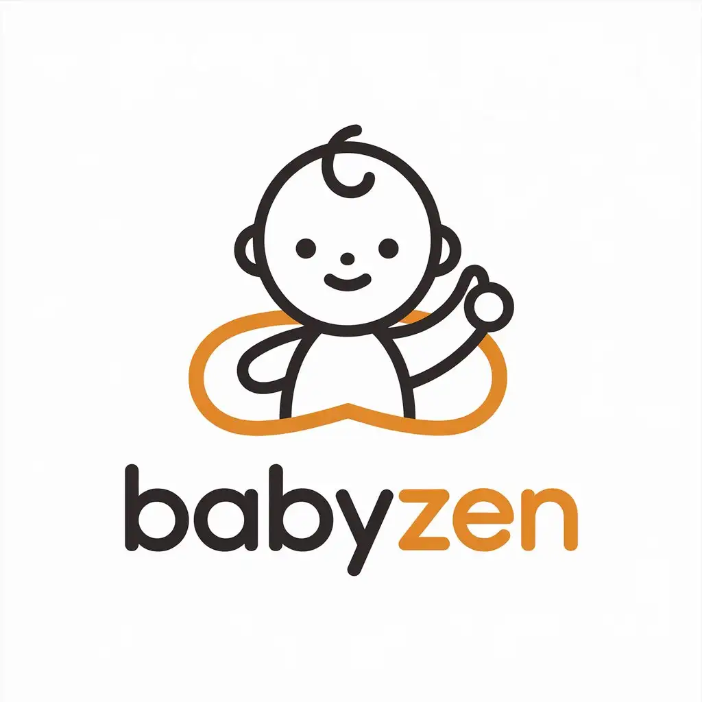 LOGO Design for BabyZen Minimalistic Baby Smile with Thumbs Up Symbol and Clear Background AI Logo Maker