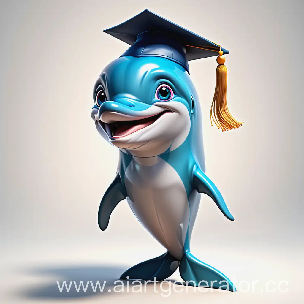 Cartoon-Dolphin-in-Graduation-Cap-Facing-Forward