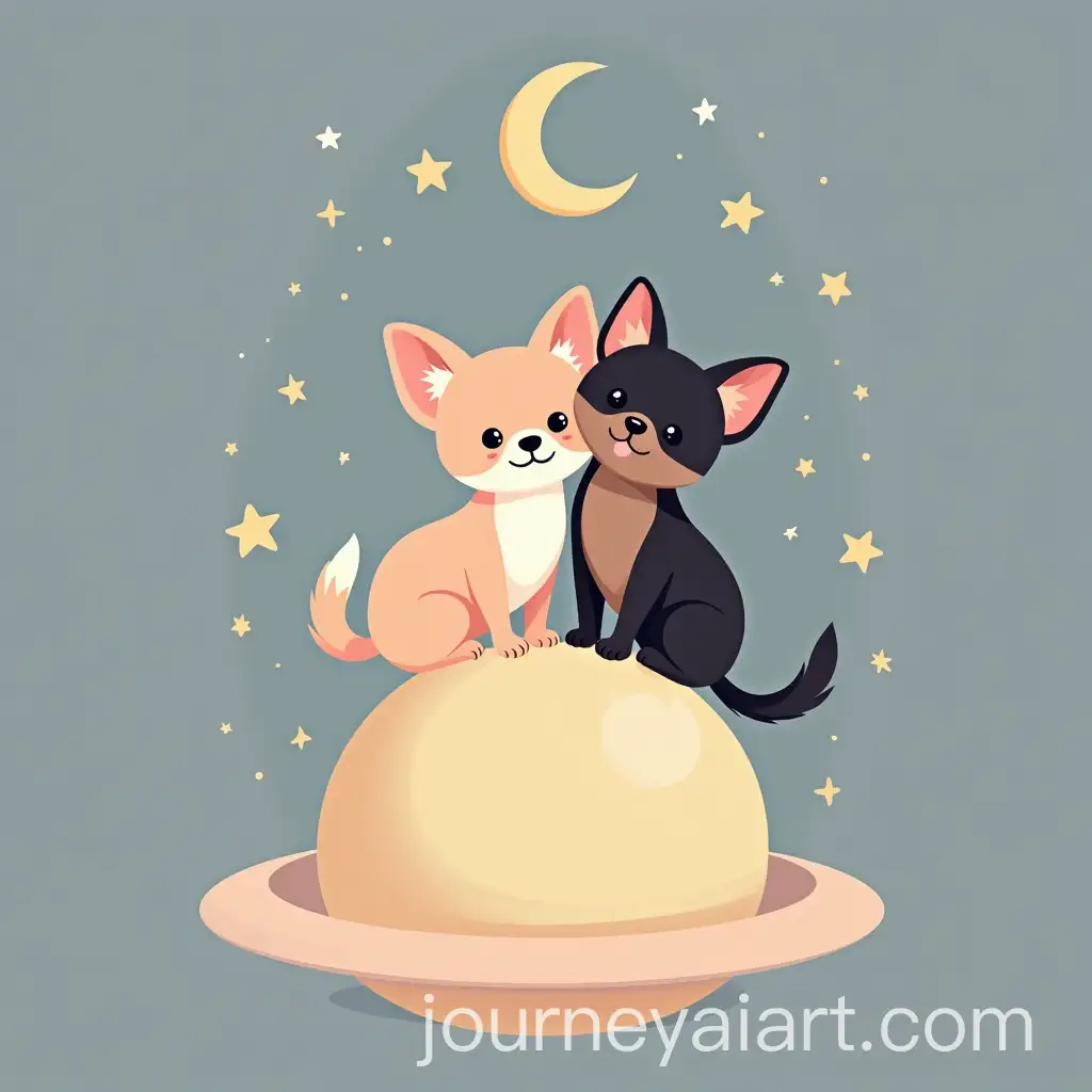 Charming-Chihuahua-and-British-Shorthair-Cat-on-a-Celestial-Planet