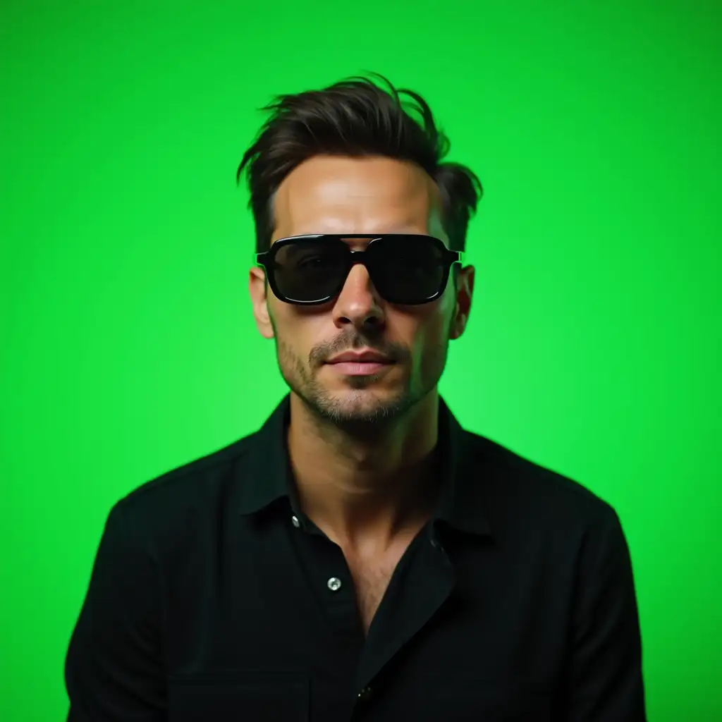 Male-Rockstar-Singer-in-Black-Glasses-with-Green-Screen-Background