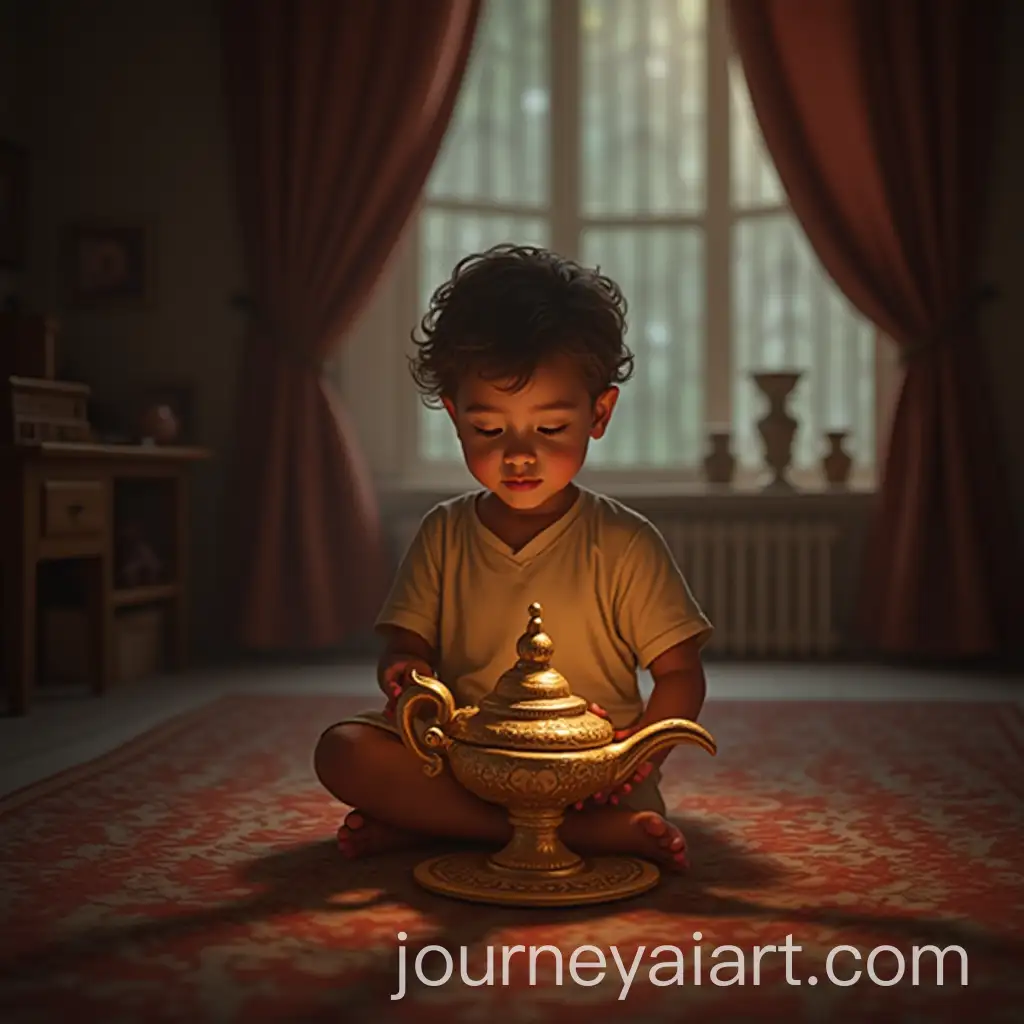 ChildAI-Image-Prompt-Expansion-Discovering-a-Magic-Lamp-in-His-Room