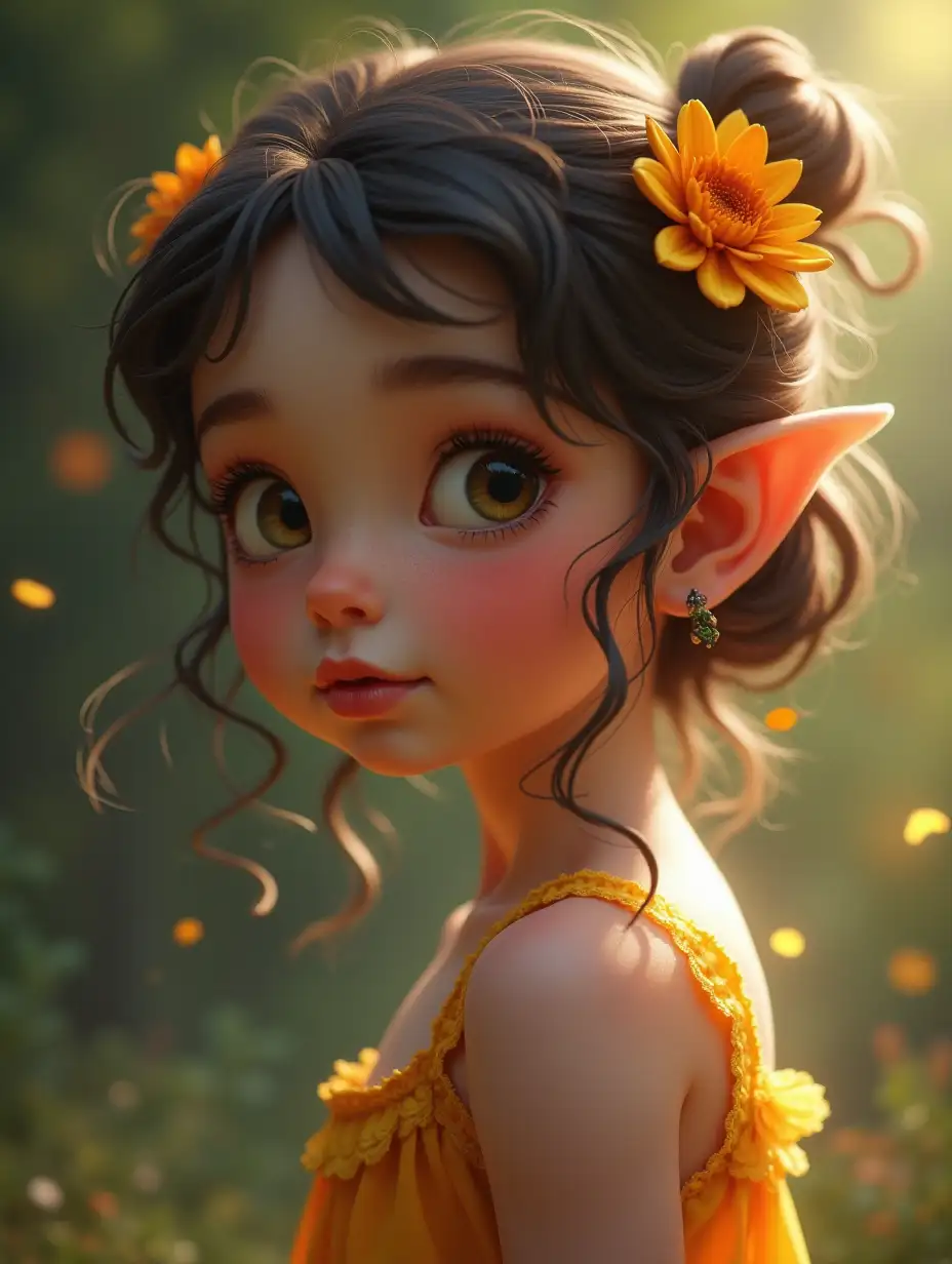 Lifelike Brunette Fairy Child in Hyperrealistic Detail