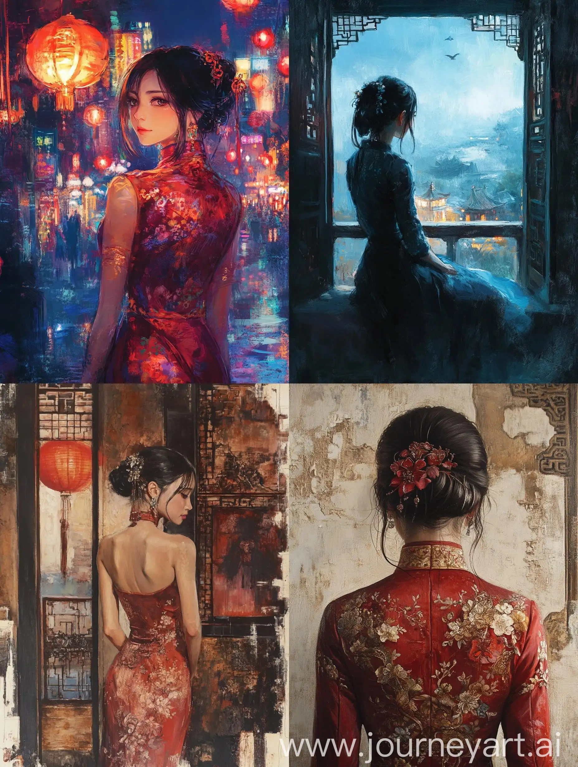 A-Girl-in-a-Qipao-Standing-Gracefully-in-Traditional-Chinese-Attire