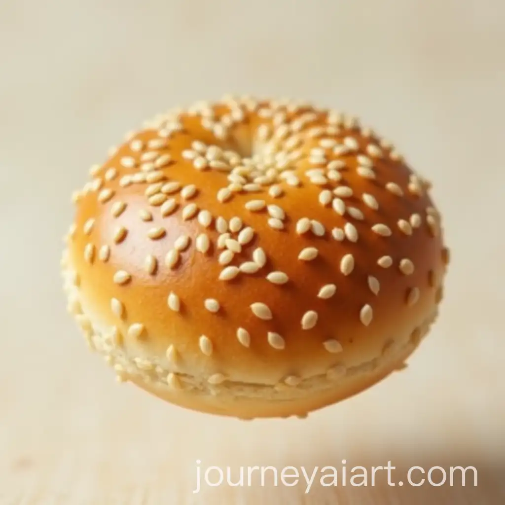 Closeup-of-Sesame-Seed-Bun-Floating-in-Mid-Air-Against-Clear-Background