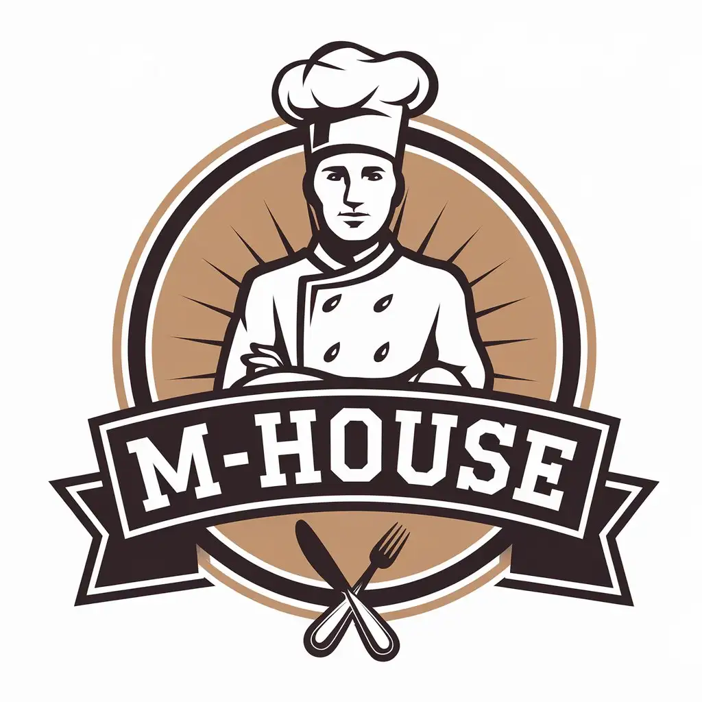 LOGO Design for MHOUSE Chef de Cuisine Symbol with Modern Minimalist Style for Restaurant Industry