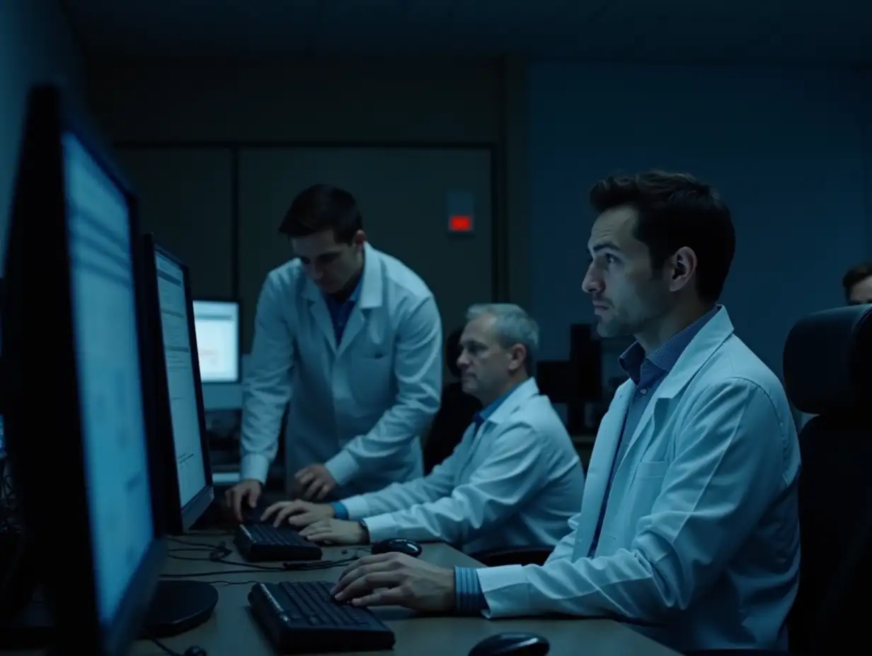 IT-Scientists-in-Dark-Control-Room-with-Tense-Expressions-Monitoring-Computer-Data