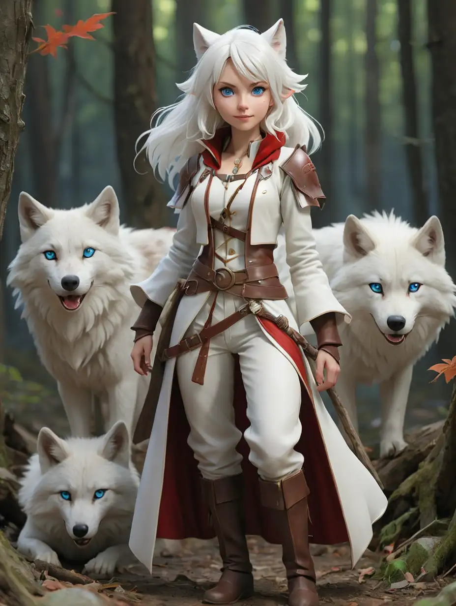 White-Mage-Woman-in-Forest-with-Wolves-and-Mages-Uniform