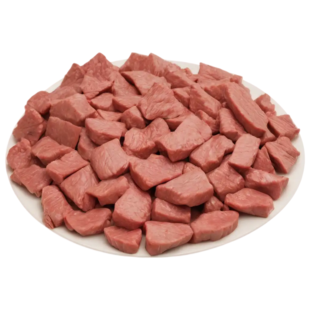 Fresh-Beef-Cut-into-Small-Pieces-on-a-Plate-High-Quality-PNG-Image-for-Culinary-and-Food-Design