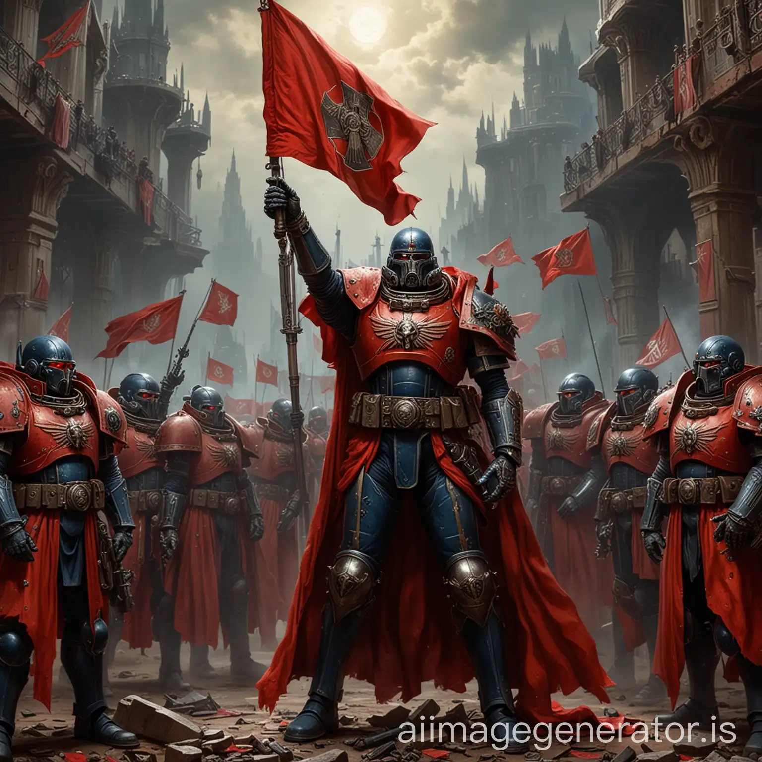 Astartes pledging allegiance to the Five-Star Red Flag