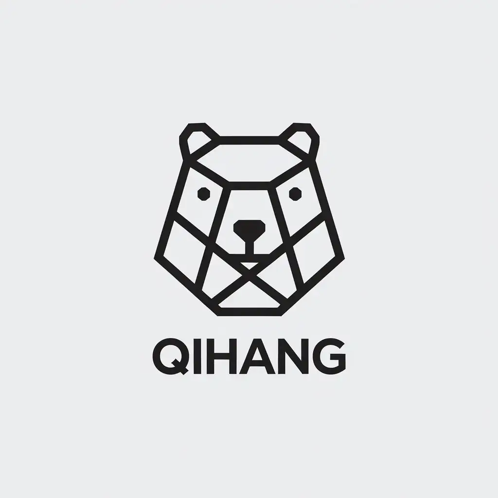 LOGO Design for Qihang Minimalistic Bear Symbol for Technology Industry with Clear Background