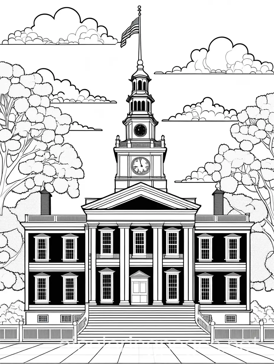 Iconic-Independence-Hall-Coloring-Page-with-Founding-Fathers