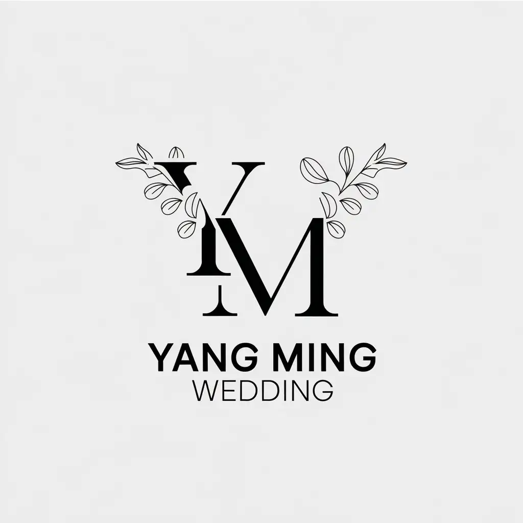 a vector logo design,with the text "Yang Ming wedding", main symbol:Y M,Minimalistic,clear background