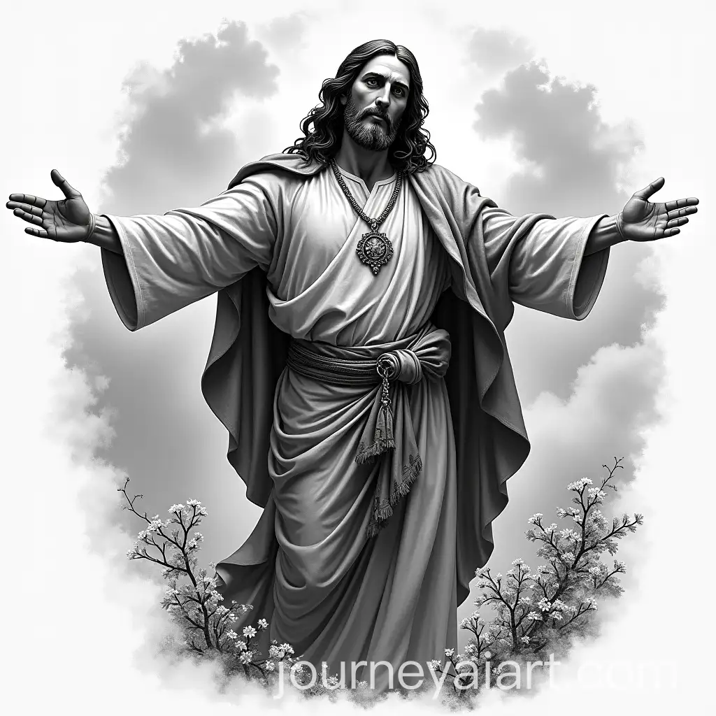 Realistic-Black-and-White-Shirt-Design-Featuring-Good-Lord-Jesus