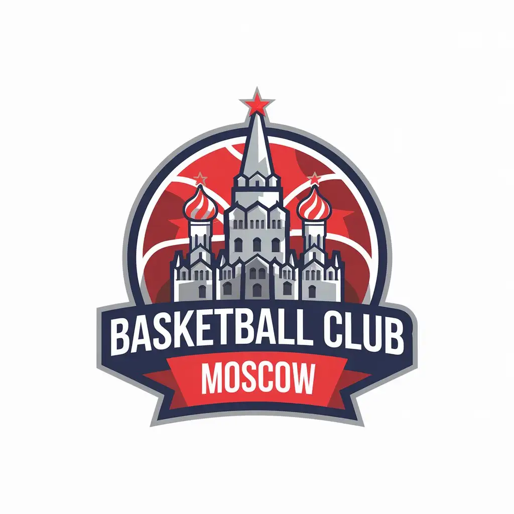 a vector logo design,with the text "Basketball club Moscow", main symbol:Kremlin in Moscow,Moderate,clear background