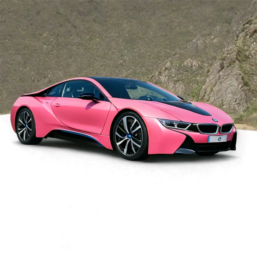 BMW-i8-Pink-Color-Against-Mountains-PNG-Stunning-Clarity-and-HighQuality-Imagery-for-Creative-Projects