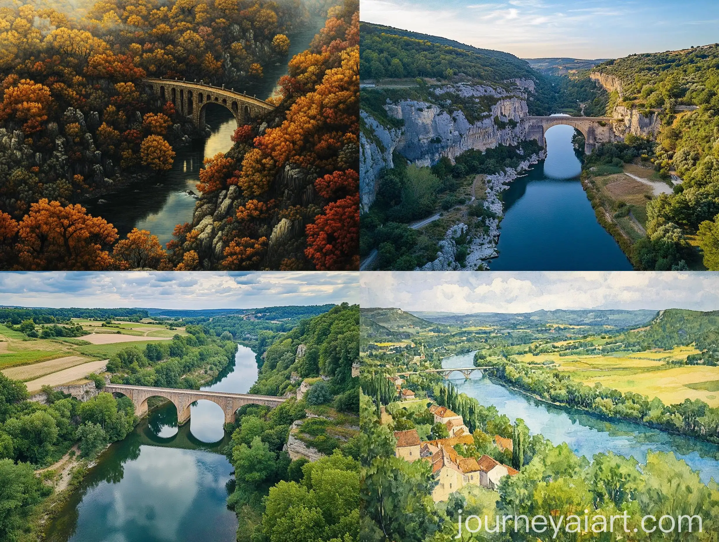 Aerial-View-of-Lot-Valley-Above-Madelaine-Bridge
