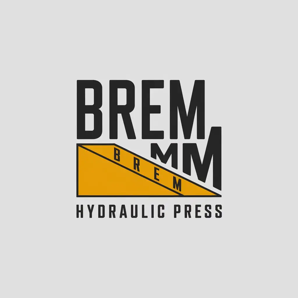 LOGO Design for BREMM Hydraulic Press Minimalistic Black Italics with YellowOrange Parallelepiped