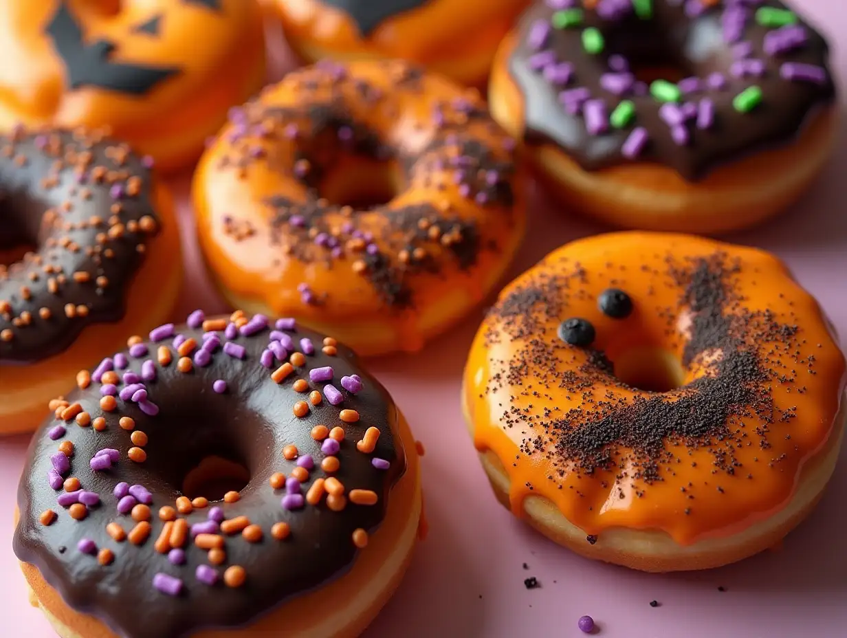 Spooky-Halloween-Donuts-Delectable-Treats-with-Glaze-in-Autumnal-Shades