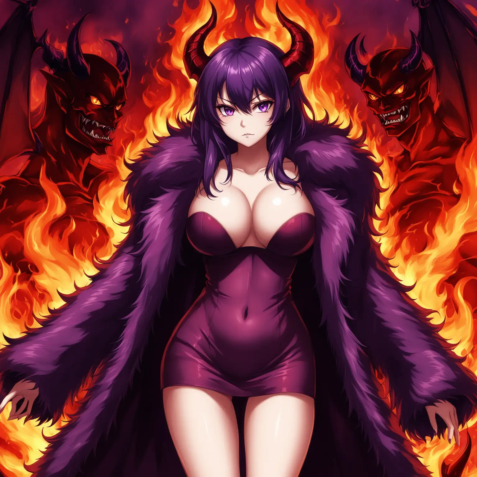 Anime-Girl-in-Fur-Coat-with-Fiery-Demon-Background