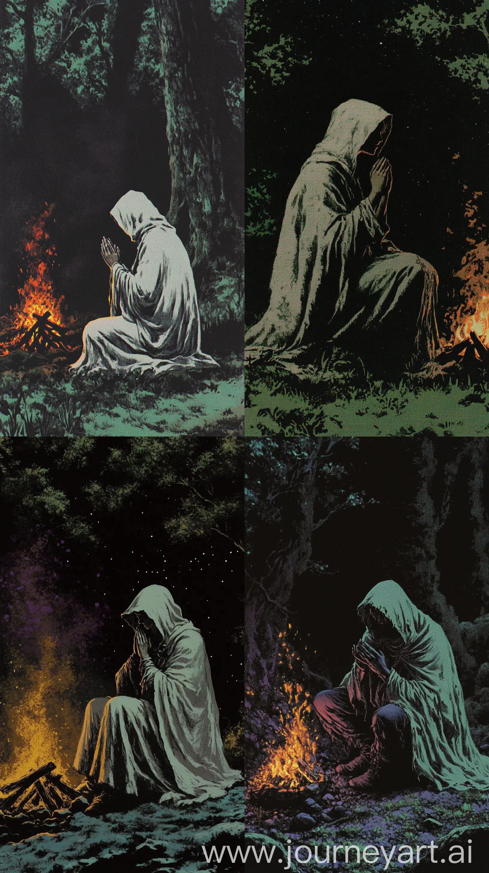 Young-Witch-in-a-Dark-Fantasy-Forest-Praying-by-a-Bonfire