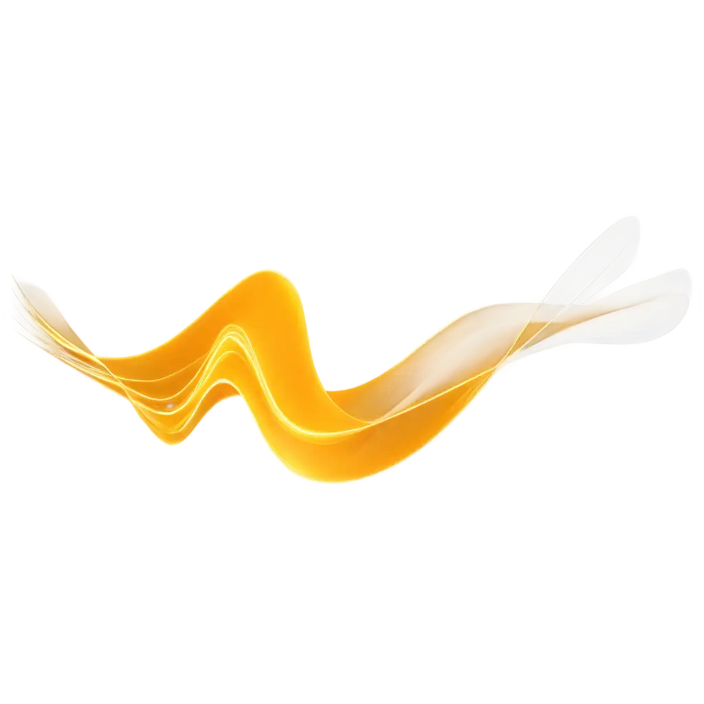 Create a vibrant, high-resolution PNG image of a smooth, flowing wave-like structure. The wave should have a dynamic, fluid appearance, with curves and ripples that convey motion. The entire wave should be in a rich, bold yellow color, with subtle gradients to add depth and dimension. The background should be transparent, so the wave can stand out on its own, making it suitable for overlay on various designs.