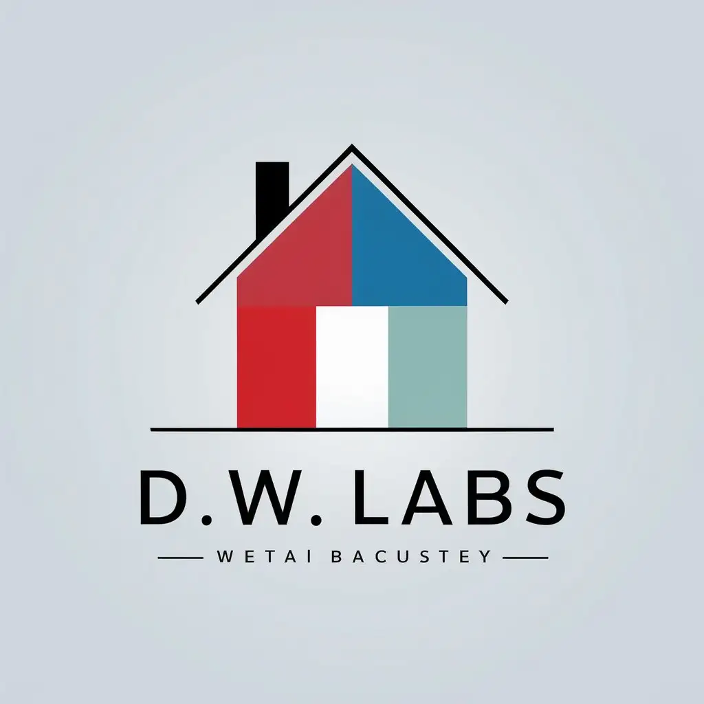 LOGO-Design-for-DW-Labs-Scandinavian-Colored-House-in-Minimalistic-Style