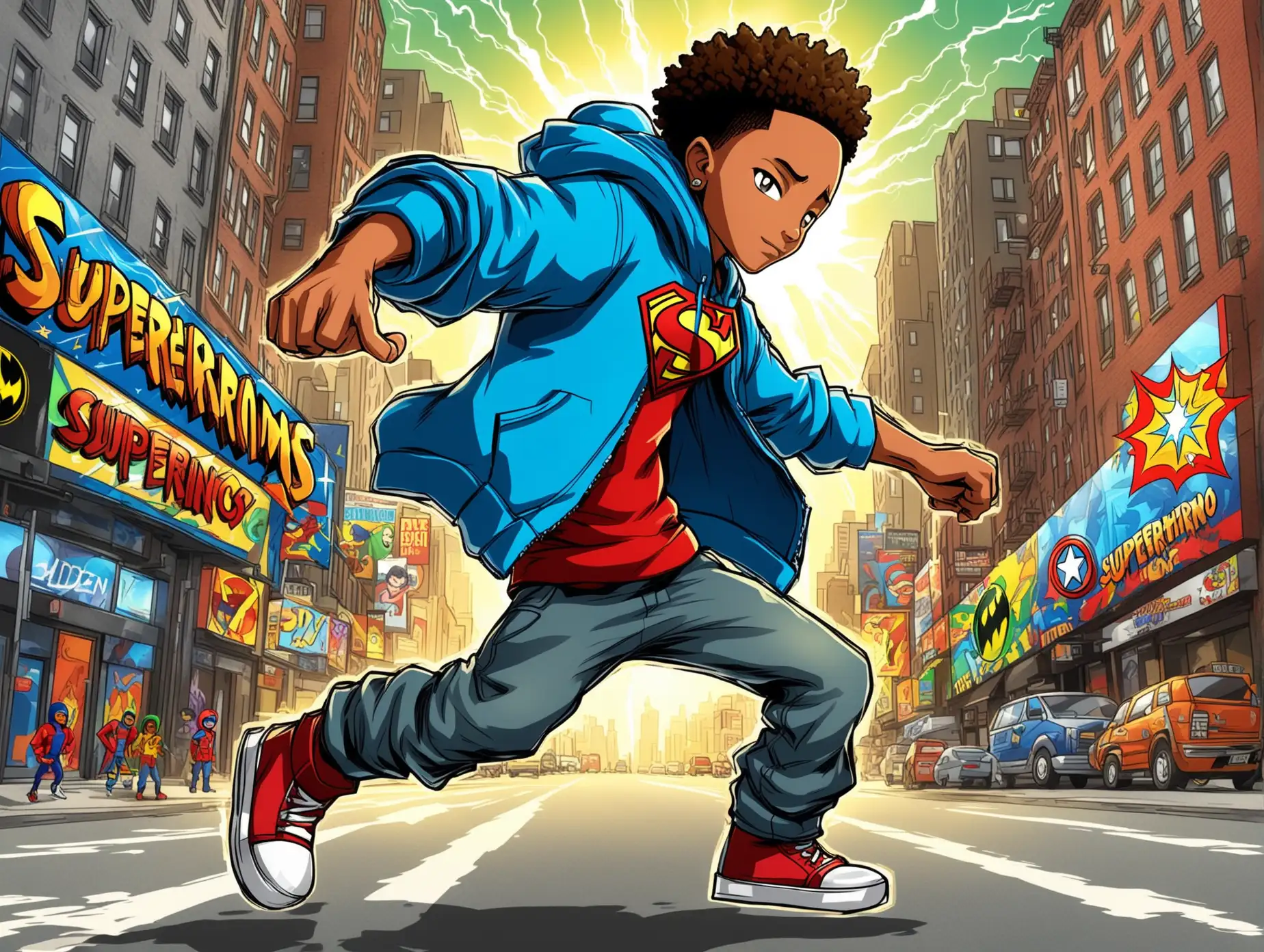 Cartoon Character with Urban Superpowers and Hoodie Costume