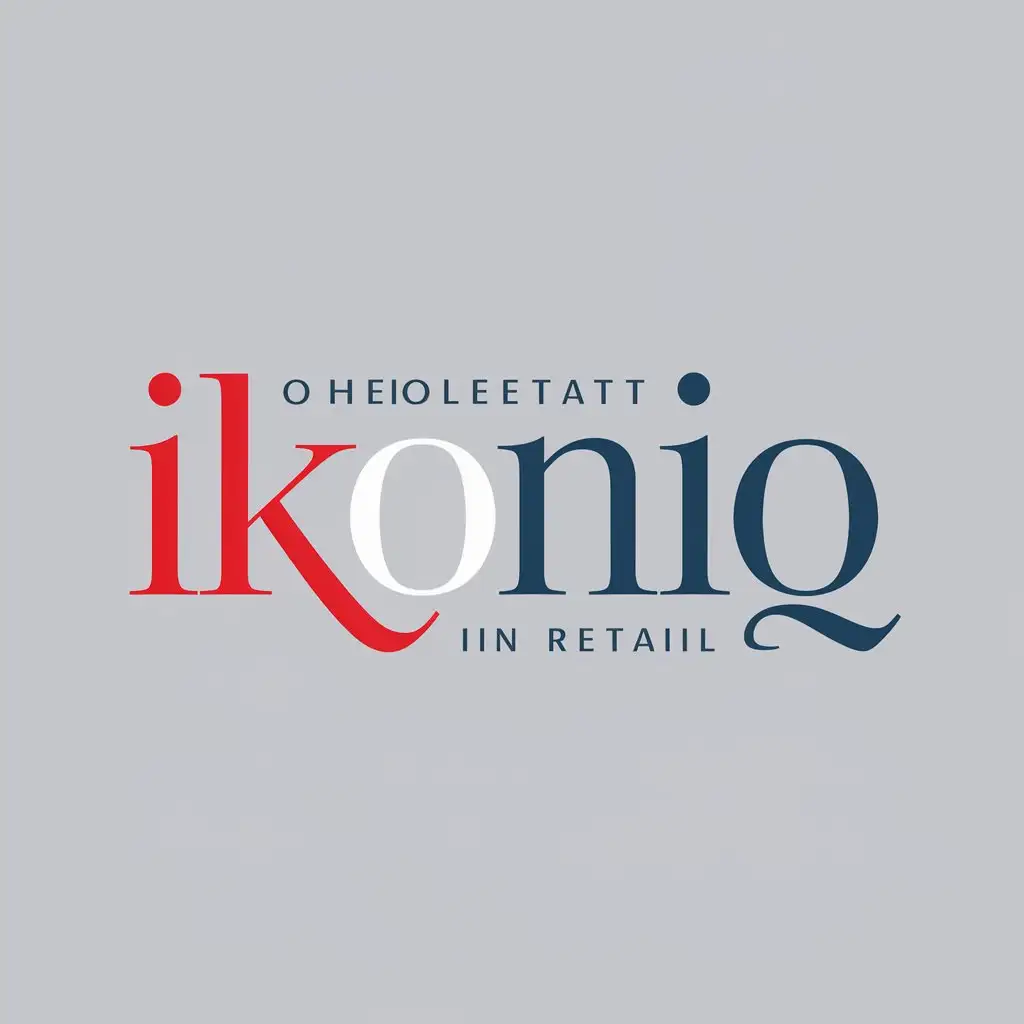 LOGO Design For IKONIQ Red White Blue Minimalistic Retail Industry Symbol