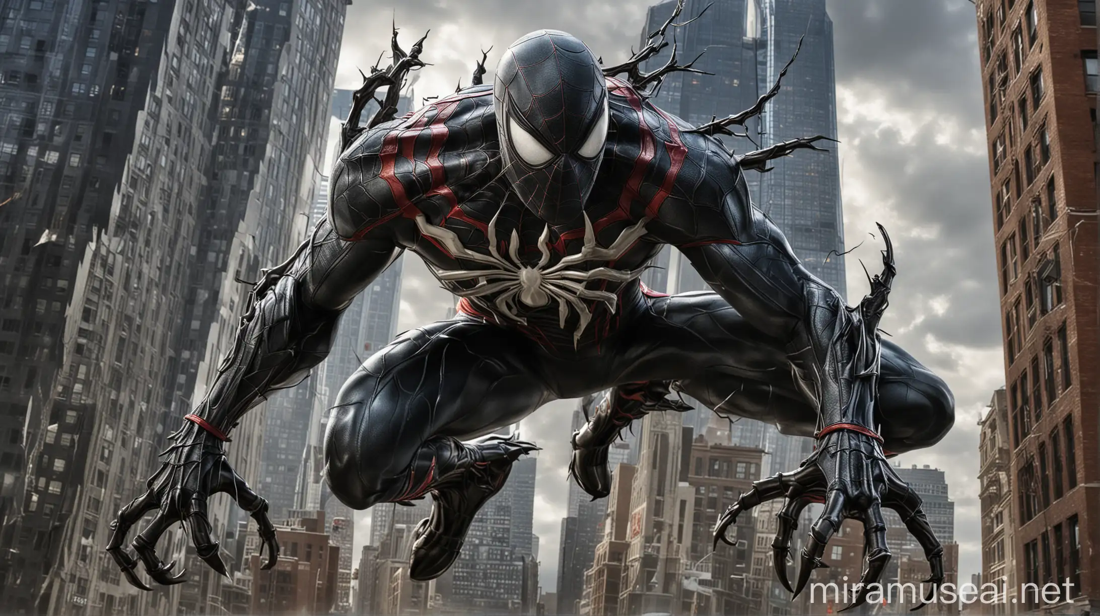 SpiderMan 4 Movie Poster Venom Monster Attacks Lightning Buildings