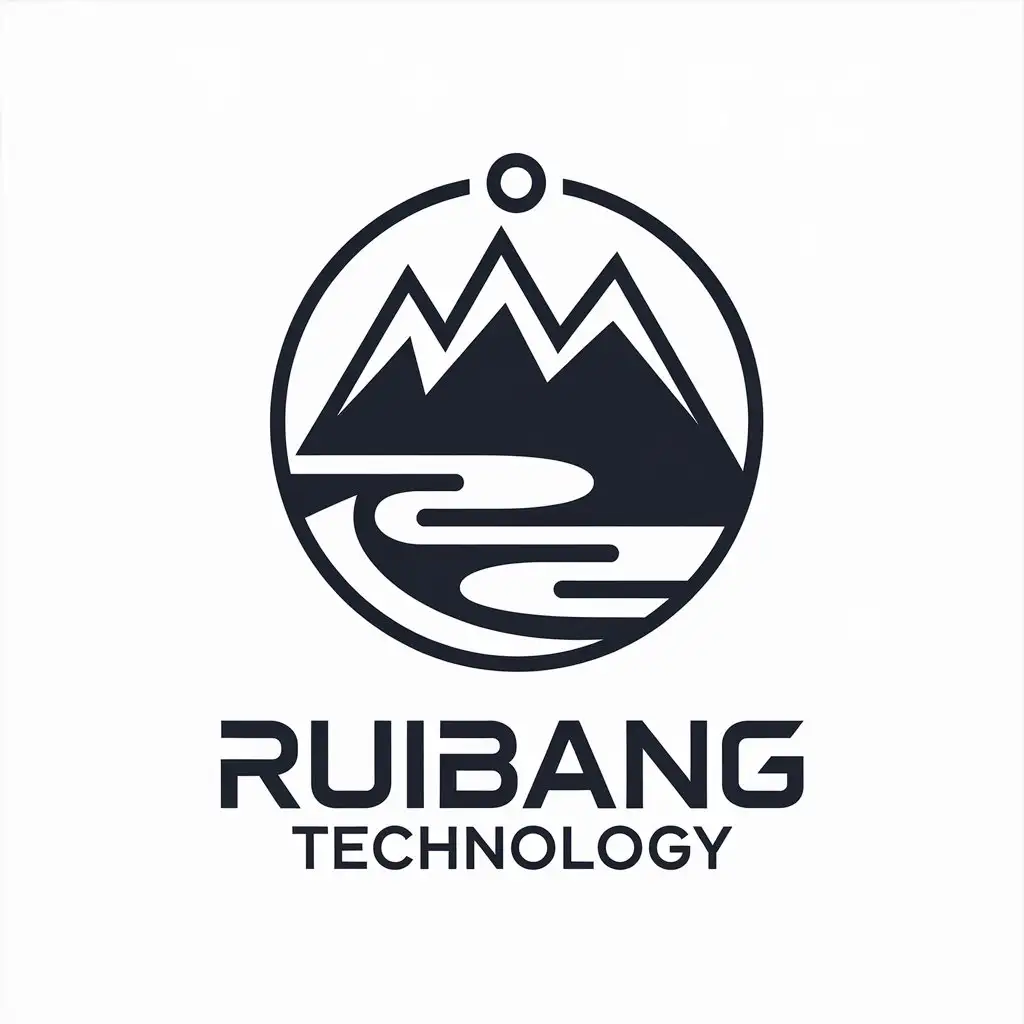 LOGO-Design-for-Ruibang-Technology-Modern-Mountain-and-Water-Symbol