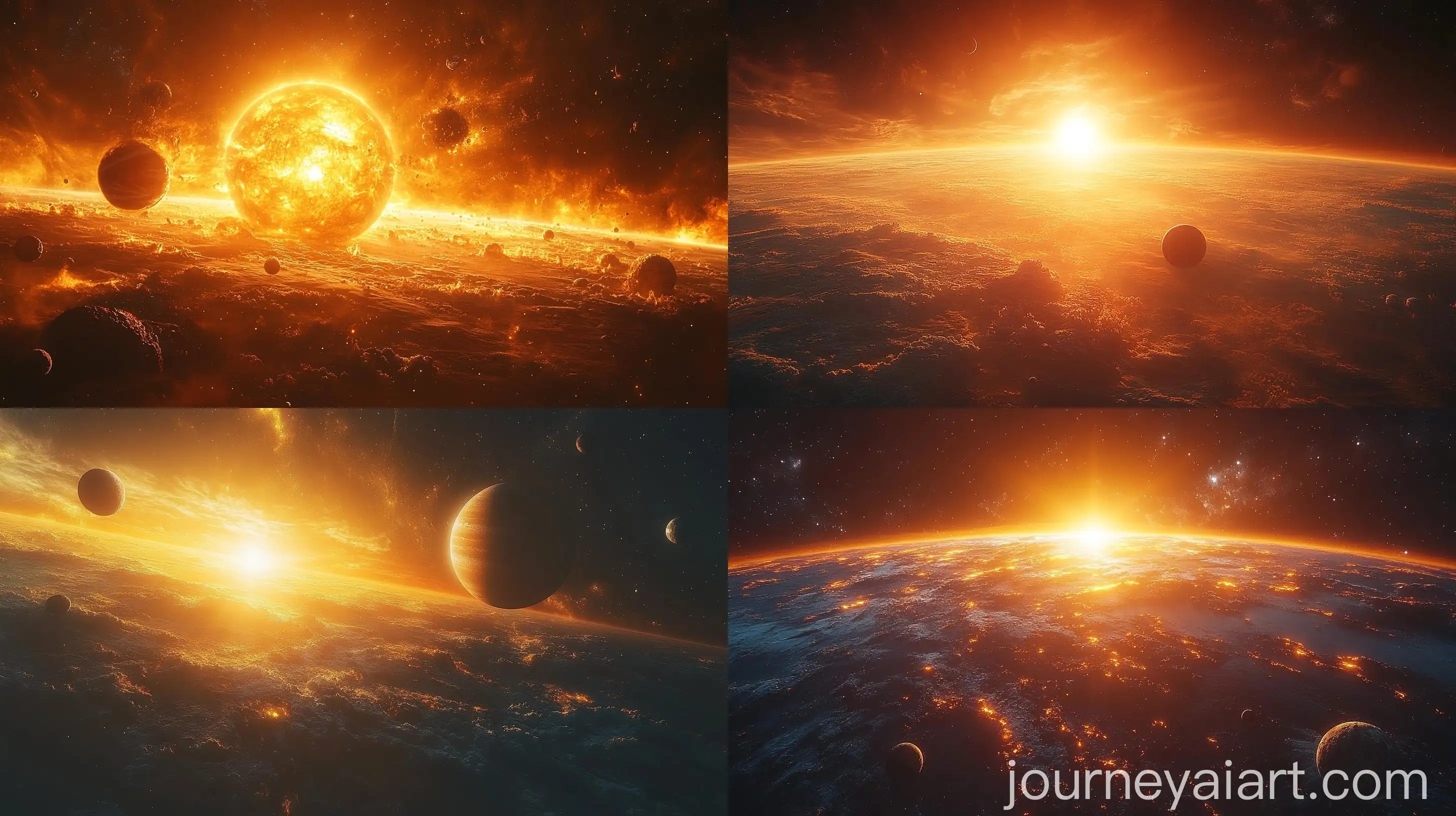 Enchanting-Planets-in-Captivating-Sunrise-and-Mesmerizing-Space