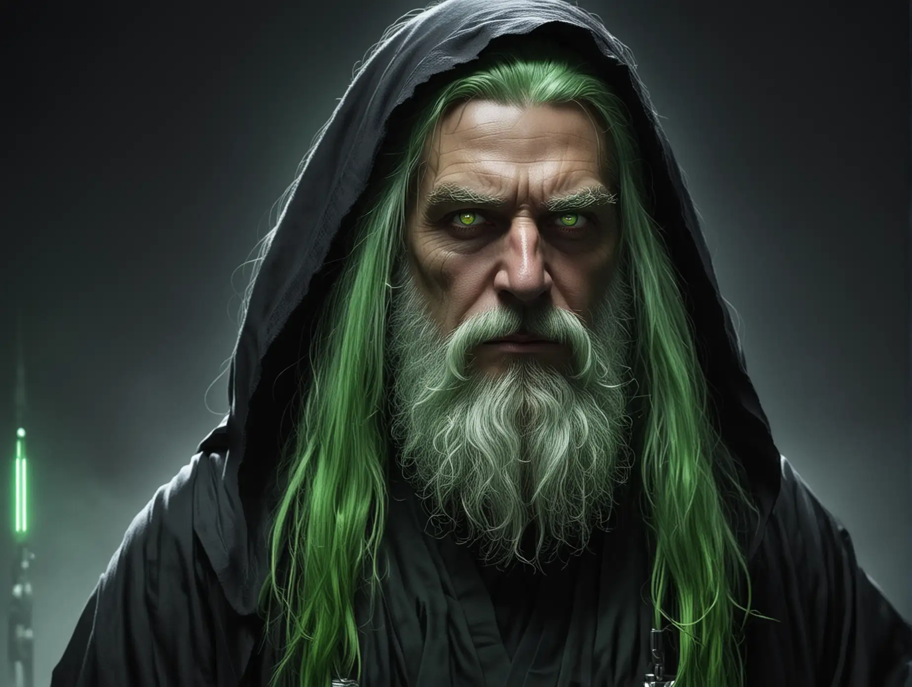 Jedi-Master-with-Glowing-Neon-White-Eyes-and-Green-Beard-in-Black-Robes