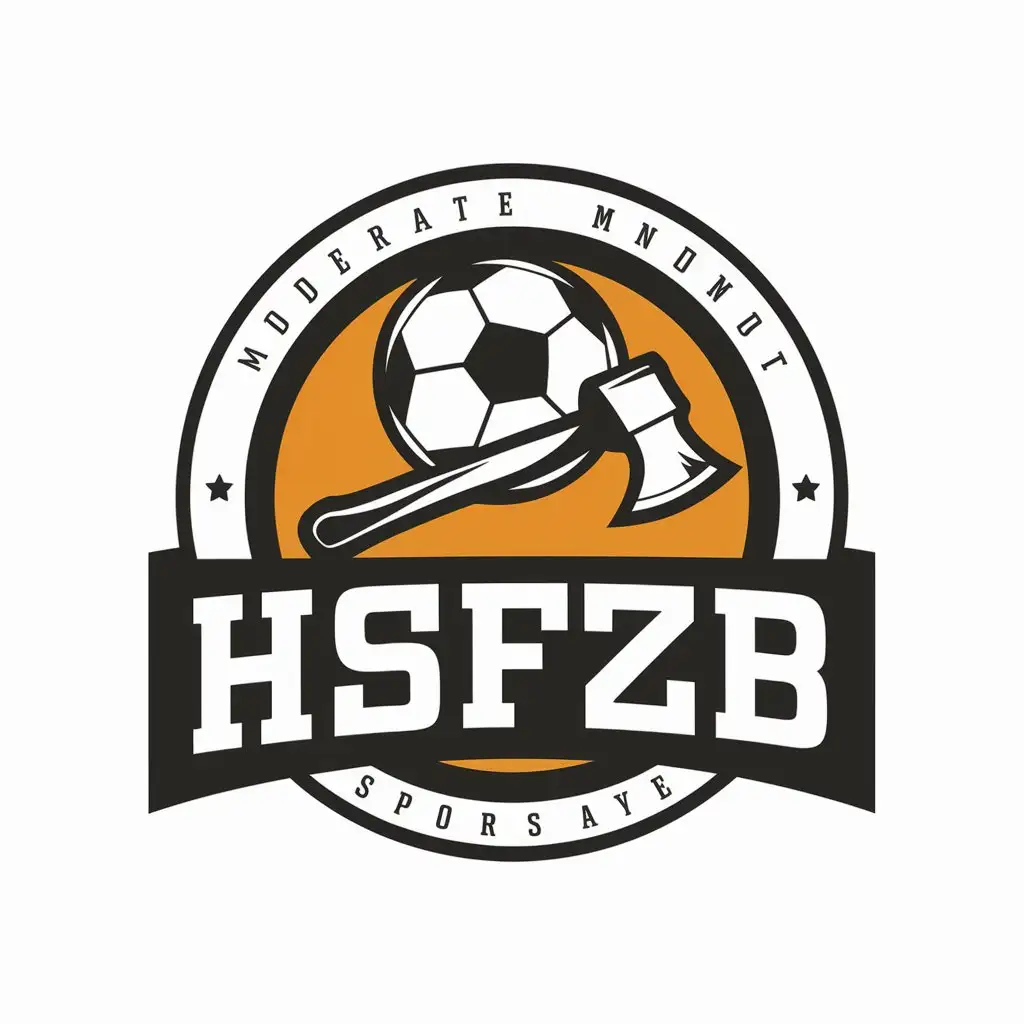 a vector logo design,with the text "hsfzb", main symbol:soccer, axe,Moderate,be used in sports industry,clear background