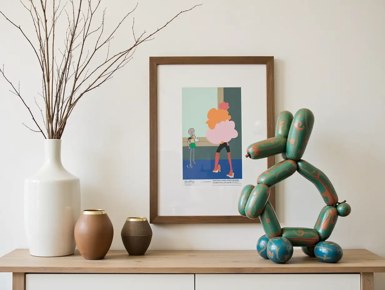 Vibrant-Modern-Interior-with-Colorful-Decor-and-Balloon-Dog-Sculpture