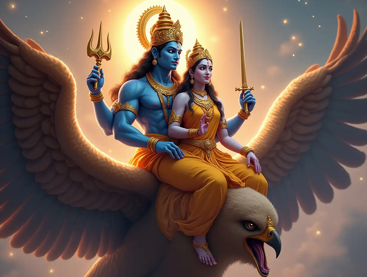 God-Narayana-and-Goddess-Lakshmi-on-Garuda-with-Divine-Radiance