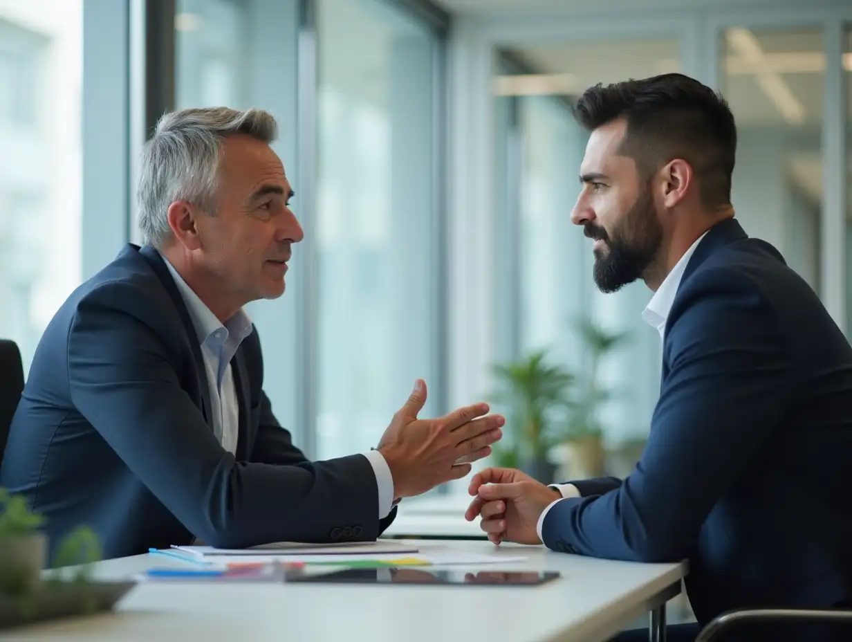 Business-Meeting-Caucasian-MiddleAged-Male-Businessperson-and-Italian-Accountant-Discussing-Technology-and-Innovation