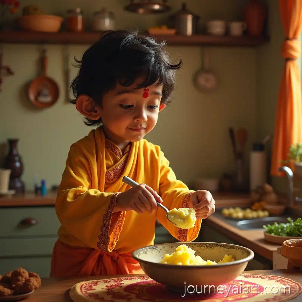 Young-Krishna-stealing-butterYoung-Krishna-Stealing-Butter-in-a-Traditional-Indian-Kitchen