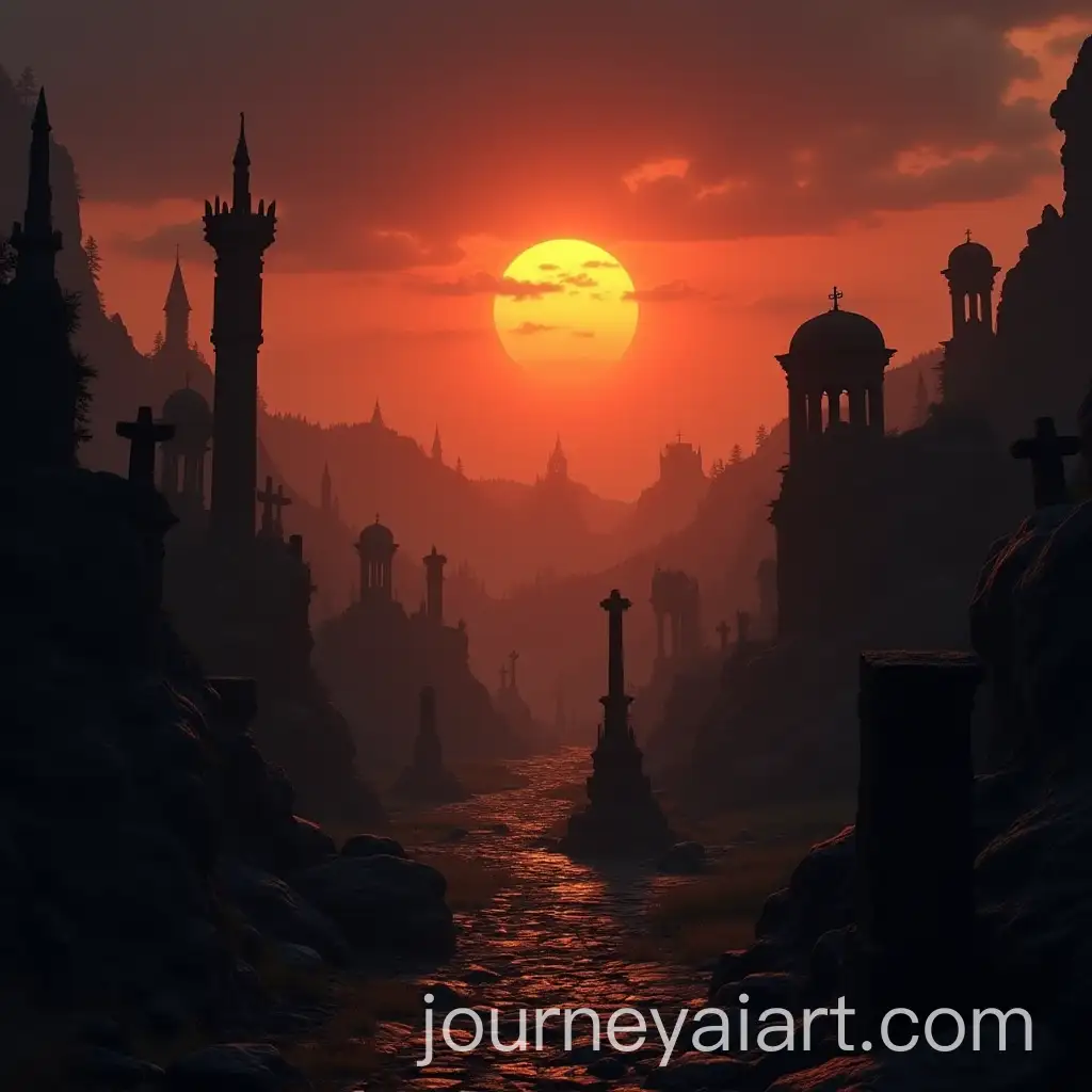 Sunset-over-Necropolis-City-in-Lord-of-the-Rings