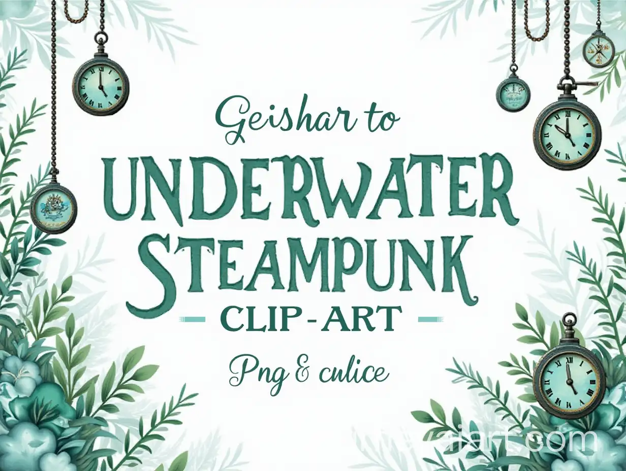 Whimsical-Underwater-Steampunk-ClipArt-in-Teal-Fantasy-Style
