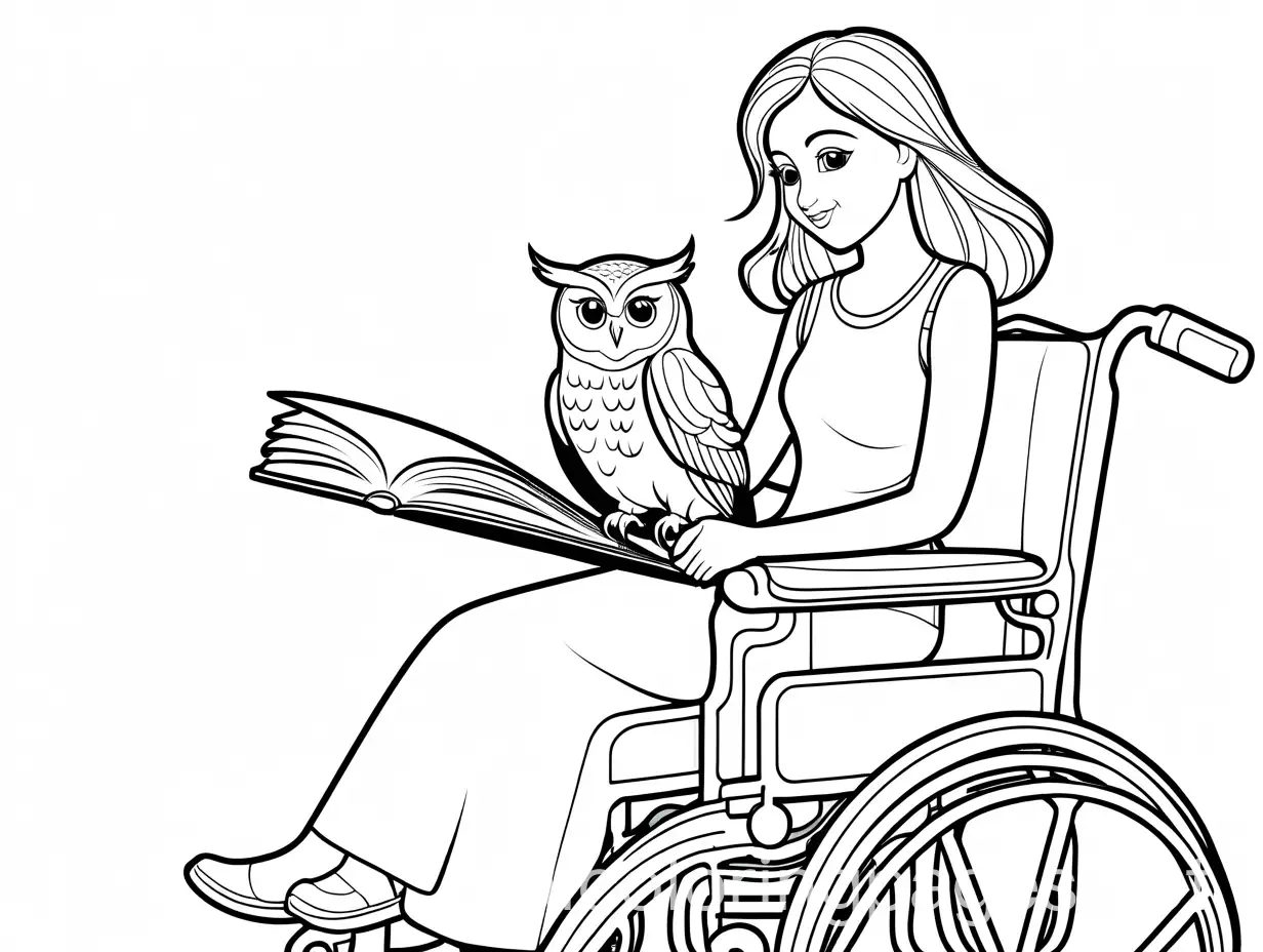 Girl-in-Wheelchair-with-Owl-Coloring-Page