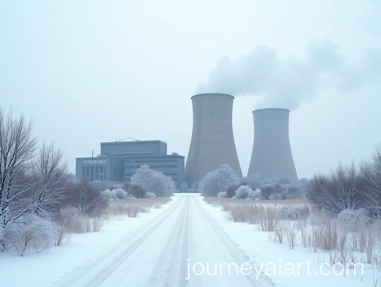 Conceptual-NPP-Layout-with-Cylindrical-Main-Unit-and-Cooling-Towers-in-Russian-Winter-Environment