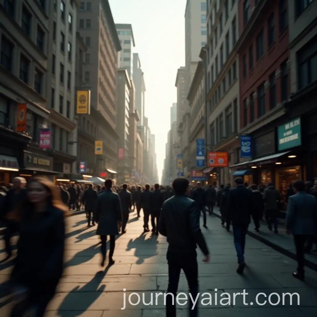 Busy-City-Street-with-Blurred-Motion-and-Tall-Buildings