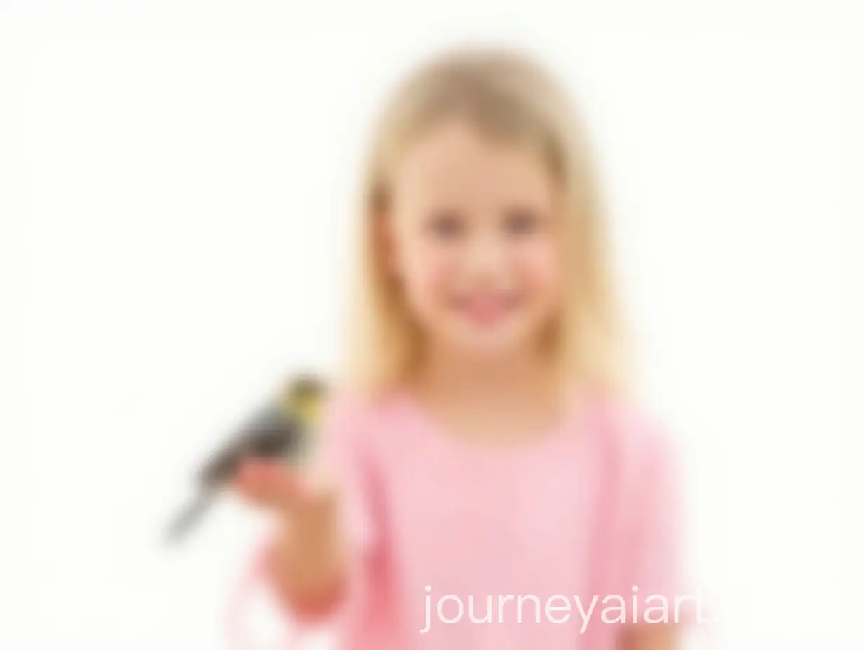 Blonde-Girl-Holding-a-Bird-in-Her-Hand-with-a-White-Background