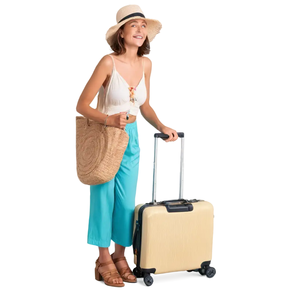 PNG-Image-of-a-Tourist-with-Travel-Suitcase-in-Tropical-Attire-Ideal-for-Vibrant-Travel-Blogs-and-Websites